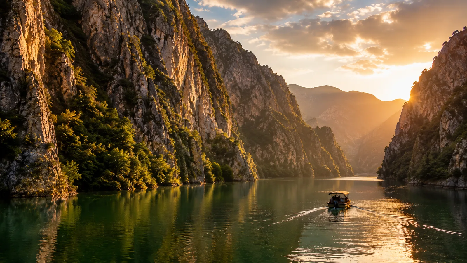 Matka Canyon near Skopje with still water and quiet nature