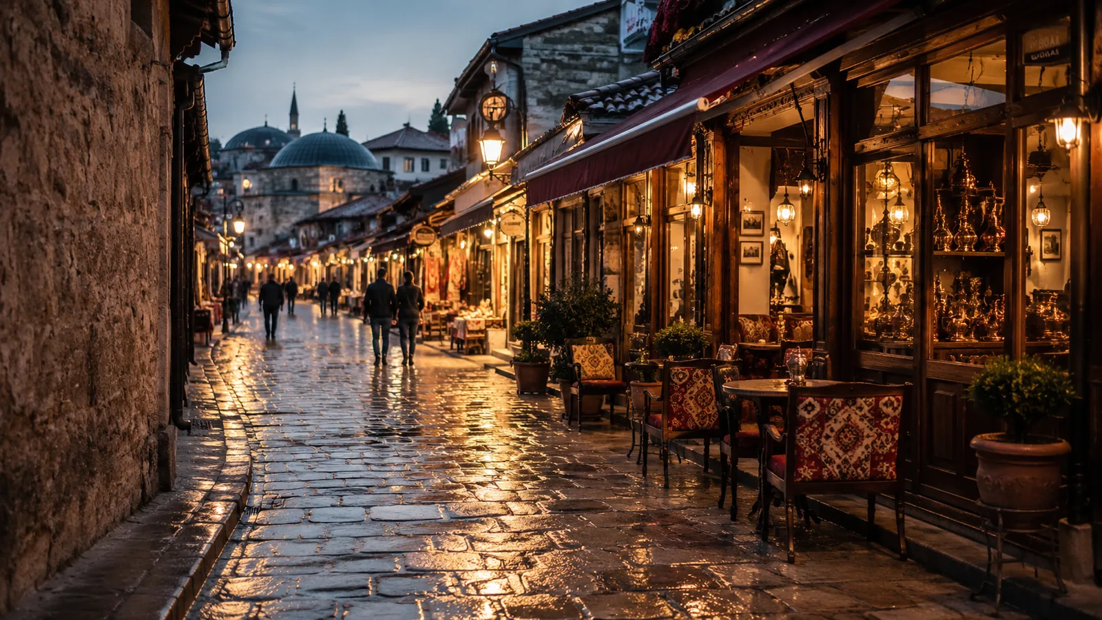 Old Bazaar stone streets in Skopje